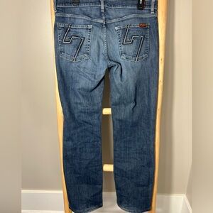 7 for all man kind regular 33 Men's Blue Jeans embroidered pockets button fly